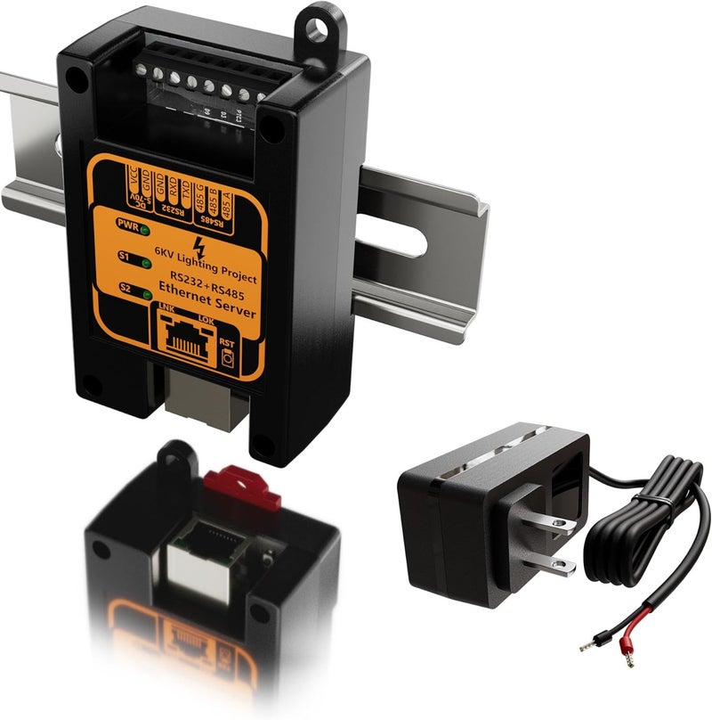 ADNET RS232 RS485 to Ethernet Converter | Dual Serial Device Server with Modbus TCP RTU Support | Simultaneous RS-232 & RS-485 | Industrial DIN Rail | DC 6–70V | DHCP & Static IP | Web UI Config - Image 1